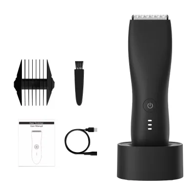 Men's Rechargeable Waterproof Hair & Body Cordless Trimmer with Ceramic Blade 5000 RPM Motor 1000mAh Battery Base