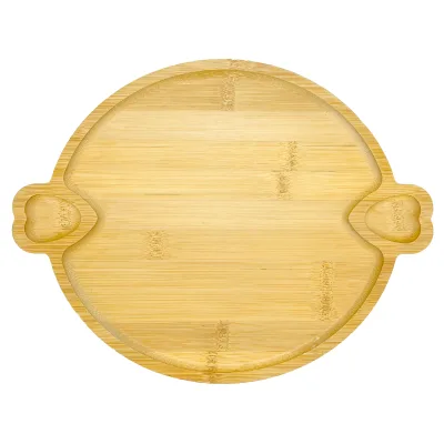 Hot Sales Environmentally Bamboo Dinner Plate Cute Pattern Tray Can Be Customized Hotel Supplies Engraved logo