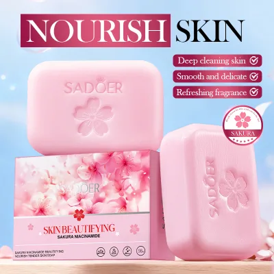 OEM Sadoer Cherry Blossom Niacinamide Soap ForSkin Whitening and Deep Cleaning with Nourishing Formula 100g