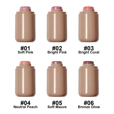 Custom Waterproof Sweatproof Mineral Vegan Lip Blusher Stick Natural Pigment Face Cheek Makeup Blusher for Fair Skin Daily Use