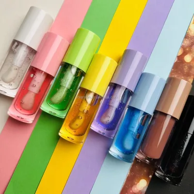 Private Label 8 Colors Fruit Flavor Vitamin E Lip Care Serum Hydrating Moisturizing Plumping Juice Clear Lip Oil