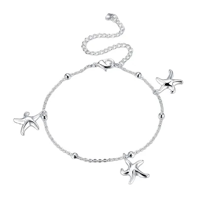 Dainty Beach Jewelry 925 Sterling Silver Adjustable Starfish Anklet for Women