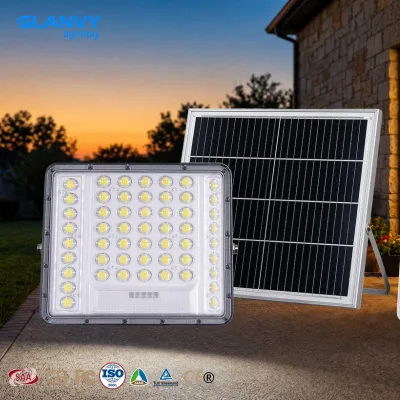 Complete Solar Flood Light with Panel Remote 200W-600W Outdoor IP65 Waterproof Aluminum Lighting for Backyard Garage Warehouse