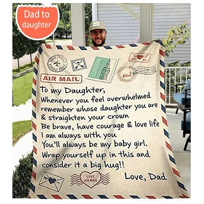 Wholesale Soft Fleece Custom Print Flannel love Letter Blanket for Daught Personalized Gift