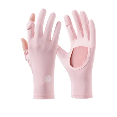 6047-2 New Summer Breathable Quick Dry Sun-Protective Non-Slip Fingerless Touchscreen-Compatible Casual Driving Ice Silk Gloves