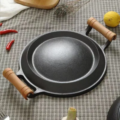 Cast Iron Pancake Maker Thickened Pancake Folding Pan Uncoated Non-stick Griddle Old-fashioned Household Pancake Maker