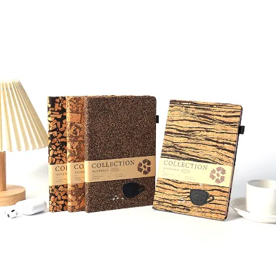 Custom A5 Eco Friendly Cork Wood Notebook Recycled Hardcover Journal with Sewing Brand for Promotion
