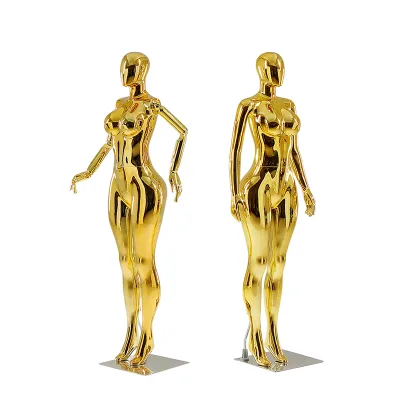 Luxury Metallic Gold Female Mannequin Full Body BBL Curvy Display Dummy for Retail Boutique Merchandising Custom Props