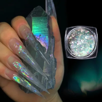 Nails Art Glitter Opal Fire Chunky Aurora Irregular Nail Charms Flakes Pigment Acrylic Holographic Nail Glitter Sequins