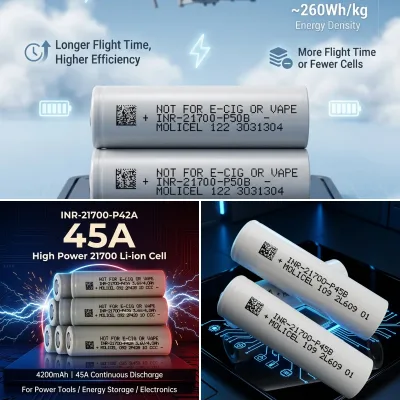 Huge Performance INR21700 P50B 5000mAh 60A 21700 P50B Lithium Ion Battery for Power Tools EV Hypercars