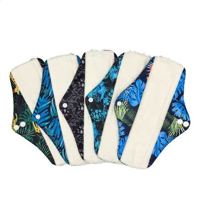 Customized Natural White Bamboo Terry Menstrual Pads for Heavy Flow Period Cloth Pad Washable Waterproof Sanitary Towels