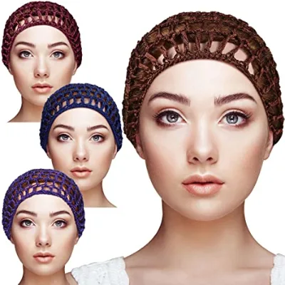Fancy Day Mesh Crochet Hair Net Rayon Knit Snood Hat Thick Short Women Hairnet Snoods Cover Ornament for Sleeping