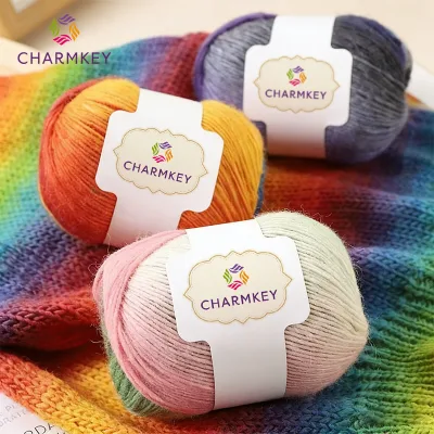100% Pure Wool Space Dyed Rainbow Gradient Yarn for DIY Hand Knitting Sweater Coat Scarf Hat Shawl