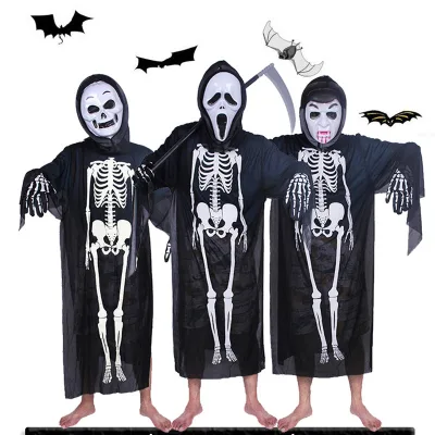 1 Halloween Horror Skeleton Ribs Ghost Masquerade Party Adult Children Costume