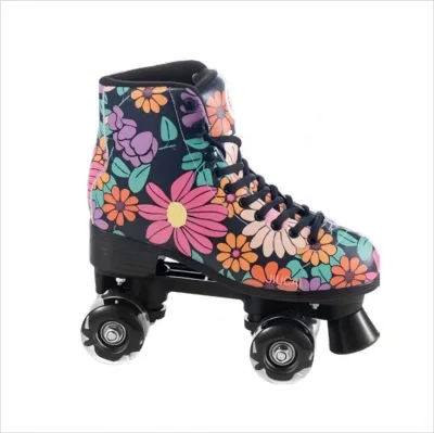 Black and White 4-wheel Roller Skates Inline Roller Skate Shoes with PU Wheels in Stock