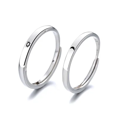 2021 Newest Rings Pening Resizable Adjustment S925 Sterling Silver Sun Moon Engagement Ring
