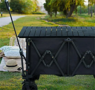 Uni-Silent Foldable Beach Trolley Utility Camping Stroller Hand Cart Portable Garden Wagon Camping Equipment Trolley