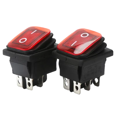 Hot Sale TUV Certificate 4 Pin 6 Pin Boat Type Switch Waterproof LED Light Red Green 250VAC Max 25A Double Throw Switch for oven