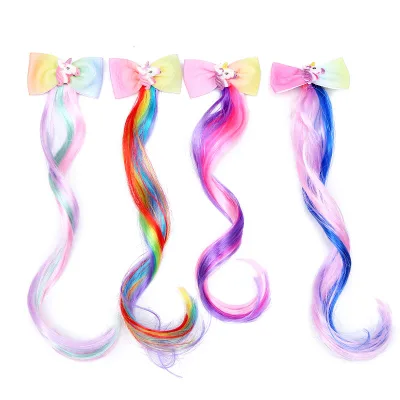 Accessories for Girls Kids Hair Bows Hair Glitter Braided Curly Gradient Kids Hair Extensions for Kids