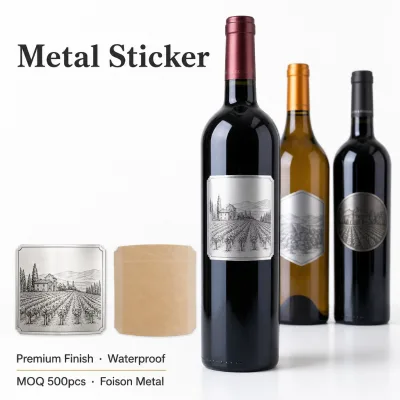 Self Adhesive Metal Sticker Custom Perfume Bottle Label Wine Metal Decal Wholesale Supplier Factory Direct Custom Logo