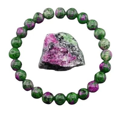 High Quality 8MM Ruby Zoisite Gemstone Men's Women Bracelet Ruby Zoisite Round Stone Bead Bracelet Jewelry