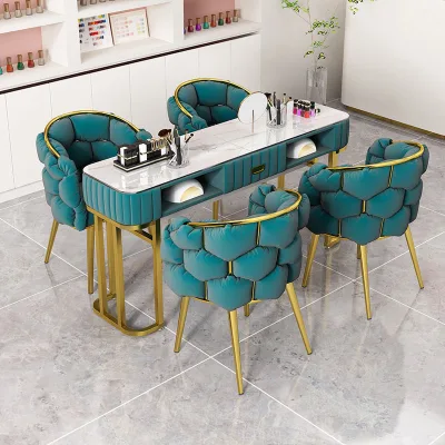 Nail Art Table and Chair Set Nail Bar Commercial Salon Use Single Double Light Luxury Modern ZY-MT084