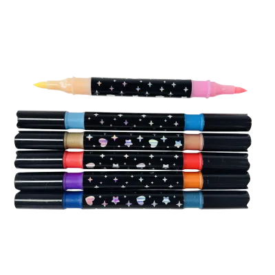Factory Direct Sale Two-Color Painting Glitter Pen Soft Head Dual Tip Acrylic Paint Markers Set Art Markers