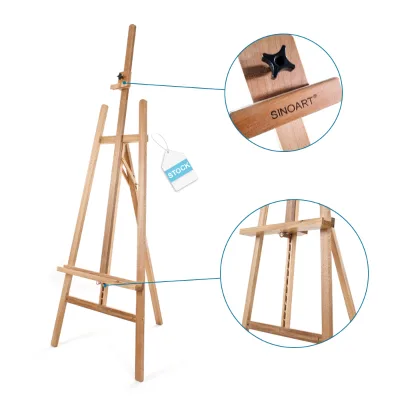 SINOART in Stock Wooden Lyre Easel Advertising Display Stand Sketch Easel Hold Canvas up to 127cm