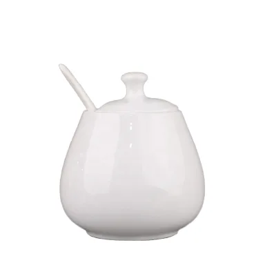 White Ceramic Dessert Bowl Lid Porcelain Sugar Creamer Pots AB Grade Classic Design Restaurants Eco-Friendly Disposable