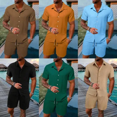 Summer Outfit Polo Full Set Clothes Sport Wear Casual Loose Top and Short Hombre Beach Jogger 2 Pcs Tracksuit Men Clothing Sets