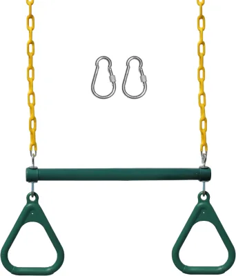 Heavy Duty Children Playground Trapeze SwingBa WithTrianglg GymRings, Outdoor Swing Set Spare Parts for Kids Amusement Equipment