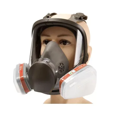 Factory Direct Sale Double Filter Full Face Gas Mask with Large View for Firemen Chemical Industry