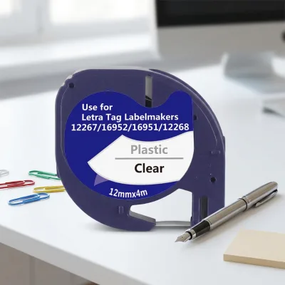 Boyeezon Compatible Dymo Letratag Adhesive Sticker 12mm*4m Waterproof ABS/PET Label Cassette 12267/16952/16951/12268