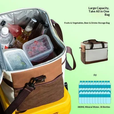 Tuocun Outdoor Insulated 600D Oxford Cloth Pearl Cotton Bag Camping Picnic Portable Ice Pack Constant Temperature Large Capacity