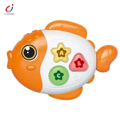 Chengji Realistic Plastic Fish Toys Early Educational Sensory Creative Interesting Cartoon Soothing Led Light up Toy with Music