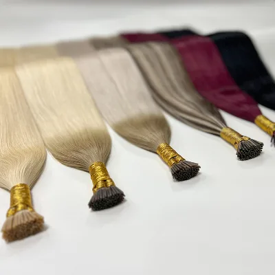 18inch I Tip Human Hair Extensions Dark Brown Blonde K Tip Hair Extensions Soft Flat Tip Hair Extensions Human Hair for Wedding