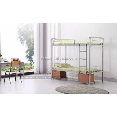 Heavy Duty Metal Double Bunk Beds With Wooden Storage