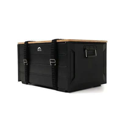 Camping Table Multifunctional Alu. Outdoor Storage Boxes Assembling Camping Bins With Bamboo Lid