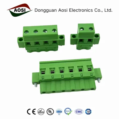 AOSI 2EDGKBM GMVSTBW2.5-ST-7.62 BLZ7.62/270F 7.62mm Vertical 90° Side Outlet Plug With Flange Fixing Ears