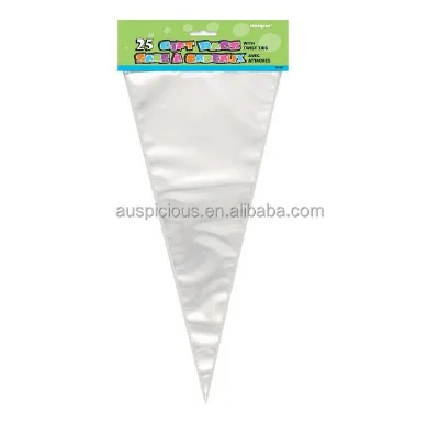 Clear Cone Shaped Cello Bags Cellophane Cone Shaped Sweet Treat Display Gift Party Bags