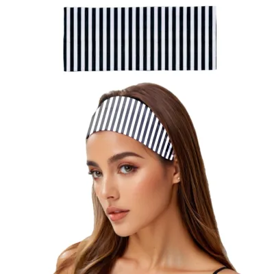 Euro-Chic Wide Headband Striped Athletic Hairband for Women Girls Yoga Running Headband