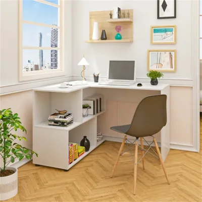 120cm E1 Grade L Shaped MDF Steel Frame Bookshelf CPU Stand Waterproof for Office Meeting Dining Use Office Computer Desk