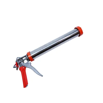 MH Industrial Silver Sausage Caulking Gun 600ml Manual 18:1 Thrust Ratio Aluminum Barrel Stainless Steel Plunger 360 Degree