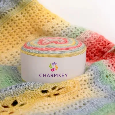 Factory Wholesale 150g Segments Dyed 28% Acrylic Blended Yarn Gradient Cake Yarn for Scarf Pillow Blanket