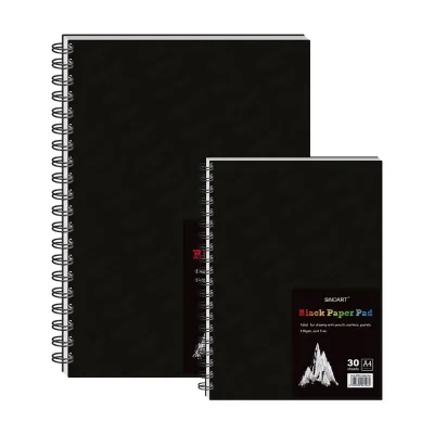 SINOART OEM Size 30 Sheets 140gsm Acid Free Black Sketchbook Sketch Pad Paper Artist Black Paper Sketchbook Painting