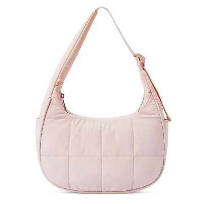 Fashionable Rhombic Design Quilted Nylon Women's Crossbody Shoulder Handbag Polyester Lightweight Puffer Underarm Bag