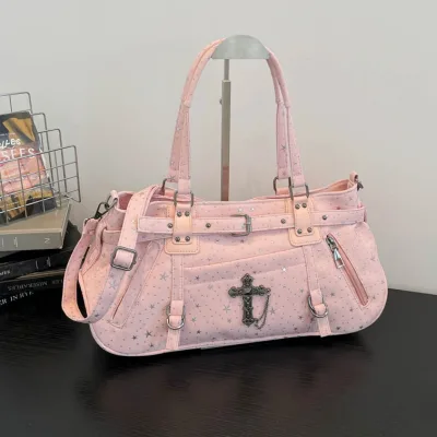 Trendy Cool Casual Tote Bag 2026 Spring/Summer New Arrival Women's Y2k Style Studded Star Crossbody Shoulder Hand Bag