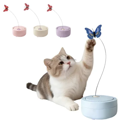 Electric Simulated Flying Butterfly Cat Teaser Toy Safe Flexible Anti-Slip Indoor Kitten Toy with Bent-Resistant Wire