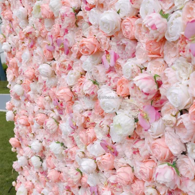 5D Silk Flower Decorative Wall Roses Plastic Backdrop for Wedding Events and Party Decorations