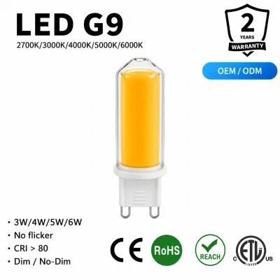 G9 LED COB Bulb 4.2W Dimmable No Flicker 2700K 3000K 4000K 5000K CE RoHS ETL Certified G9 Glass Light
